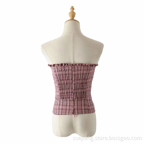 Fashion Off Shoulder Yellow Gingham Women's T-Shirts